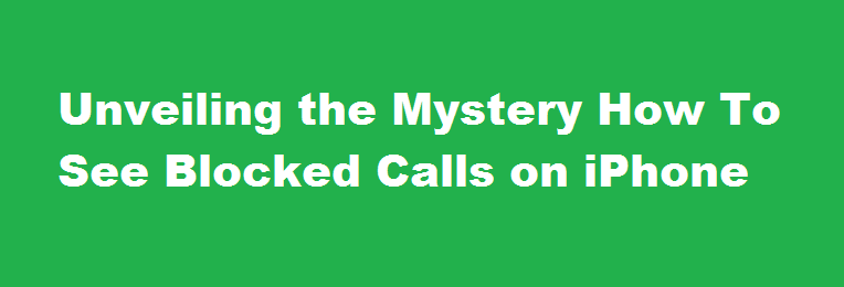 Unveiling the Mystery How To See Blocked Calls on iPhone