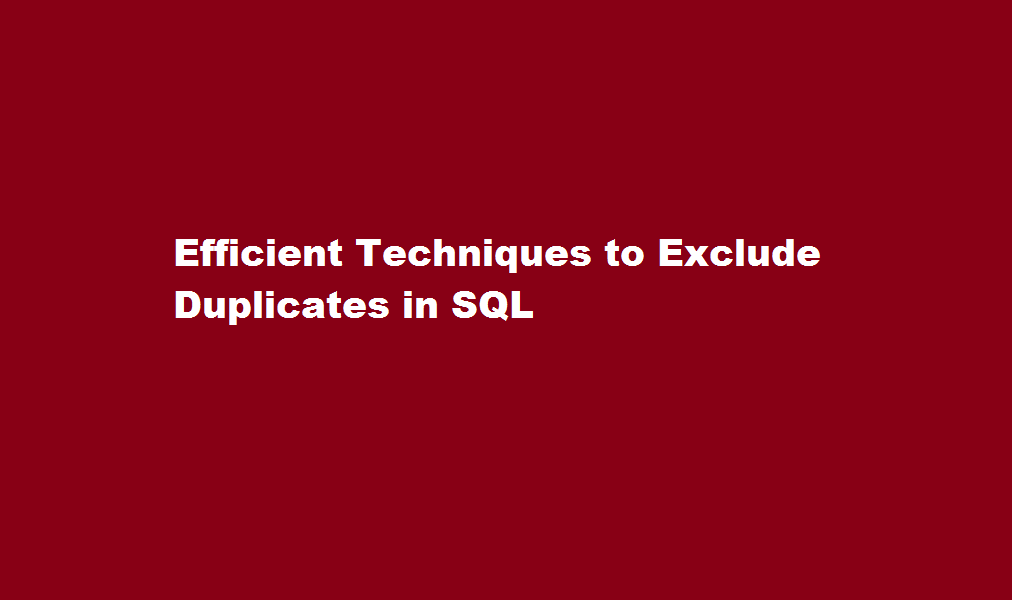 how to exclude duplicate in sql