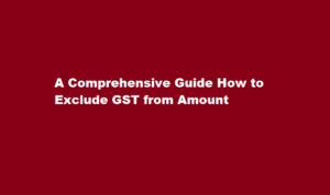 how to exclude gst from amount