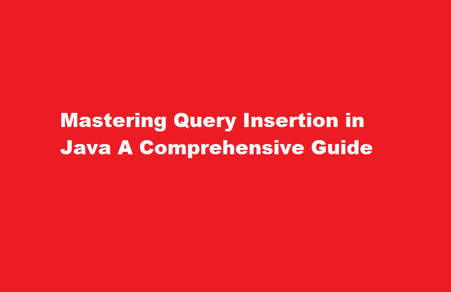 how to insert query in java