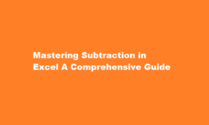 how to subtract in excel